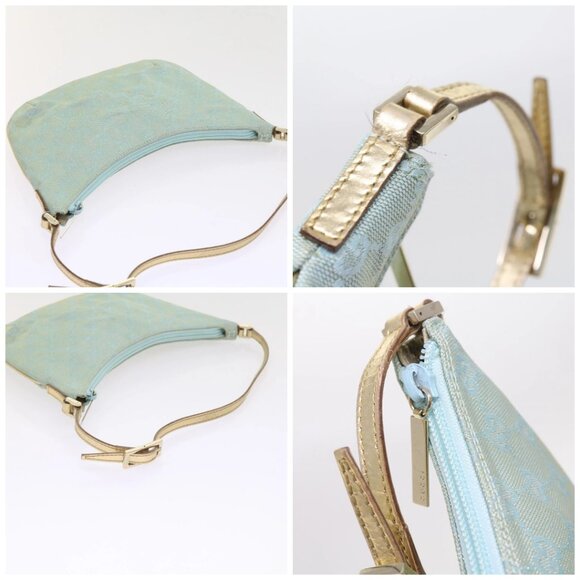 GUCCI GG Canvas Accessory Pouch Turquoise Blue 005 0813 Auth fm2785 - Picture 16 of 16